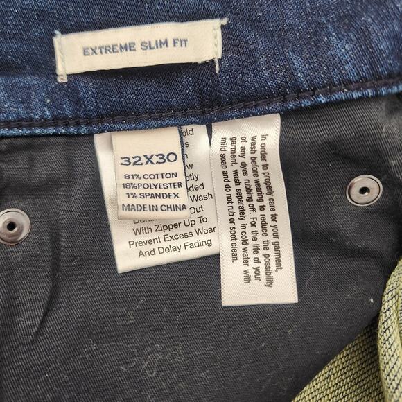 Joseph Abboud Extreme Slim Fit Jeans Dark Wash Blue 32x30 - Picture 6 of 9